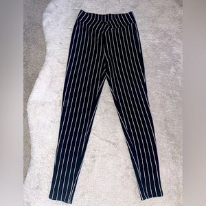 SHEIN Striped Black/White Cropped Skinny Trousers